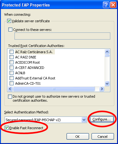 Enable Fast Reconnect and Configure